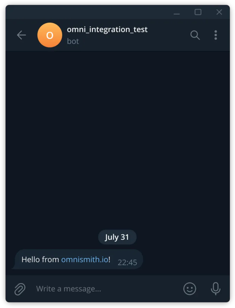 Telegram Test Notification Delivered