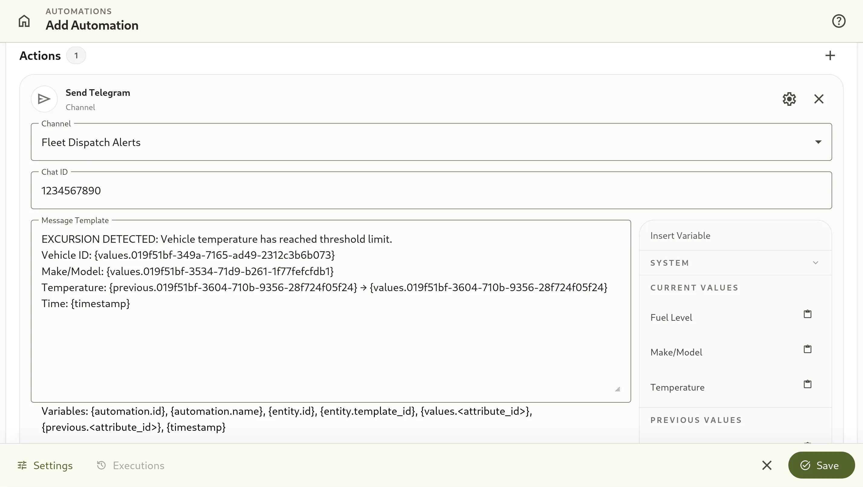 Add Automation Actions & Messaging Template