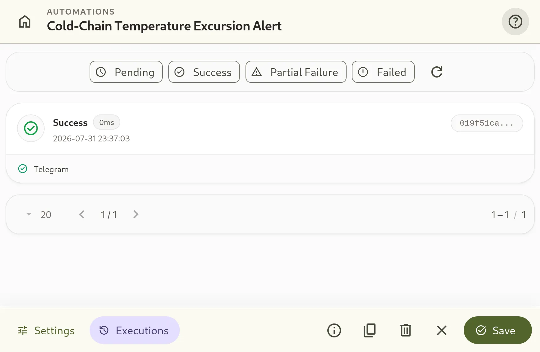 Automation Execution Log UI