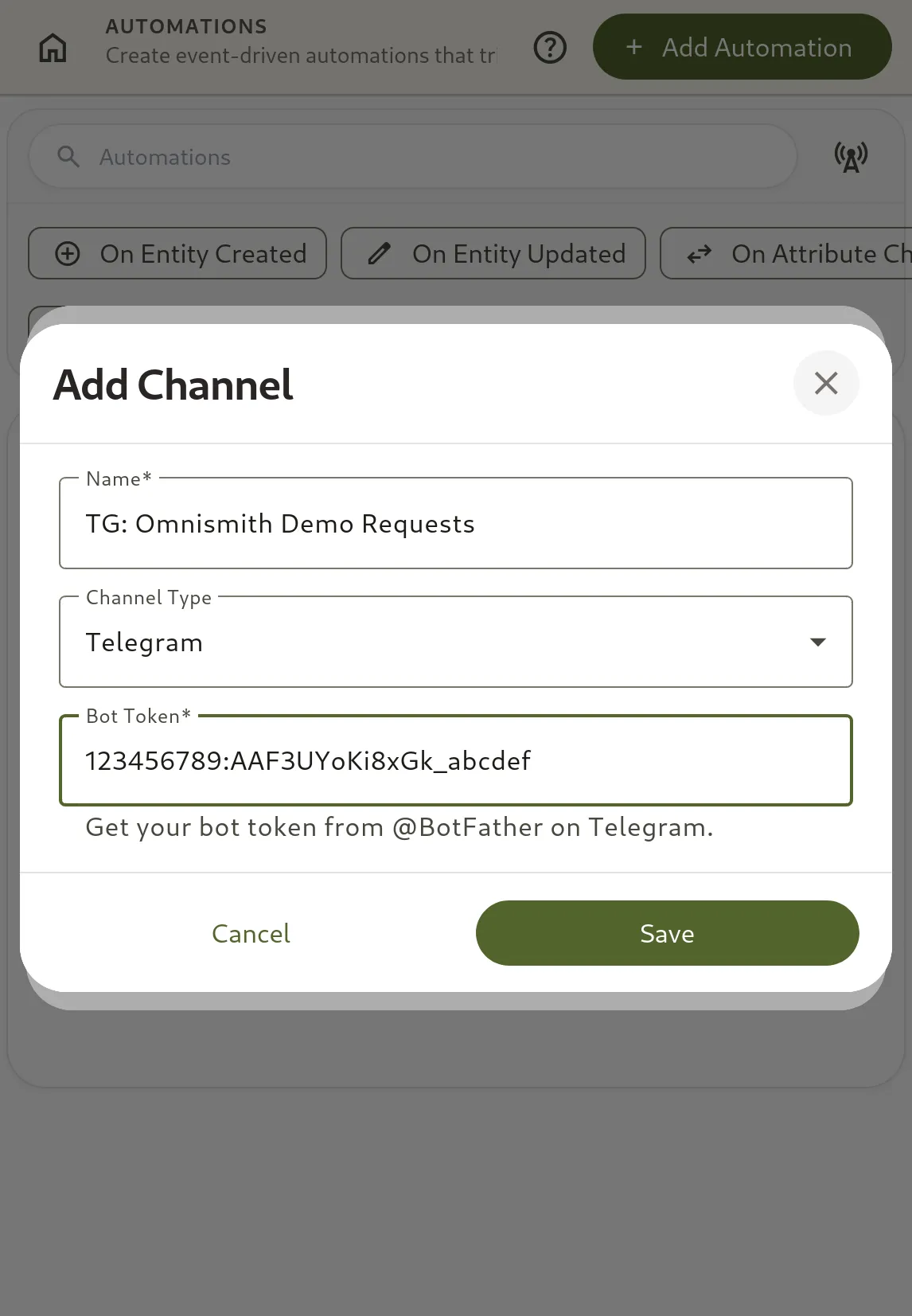 Creating Automations Channel in Omnismith